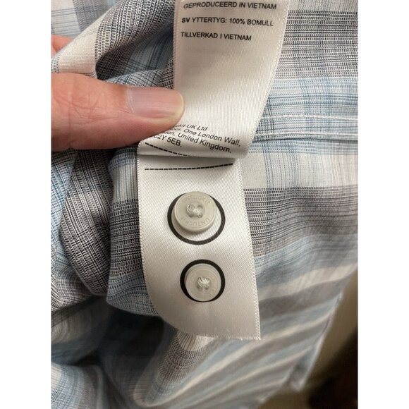 UNTUCKit Mens Shirt Medium COLLINS WF Button Up BLUE GRAY Plaid Long Sleeve - Picture 10 of 10